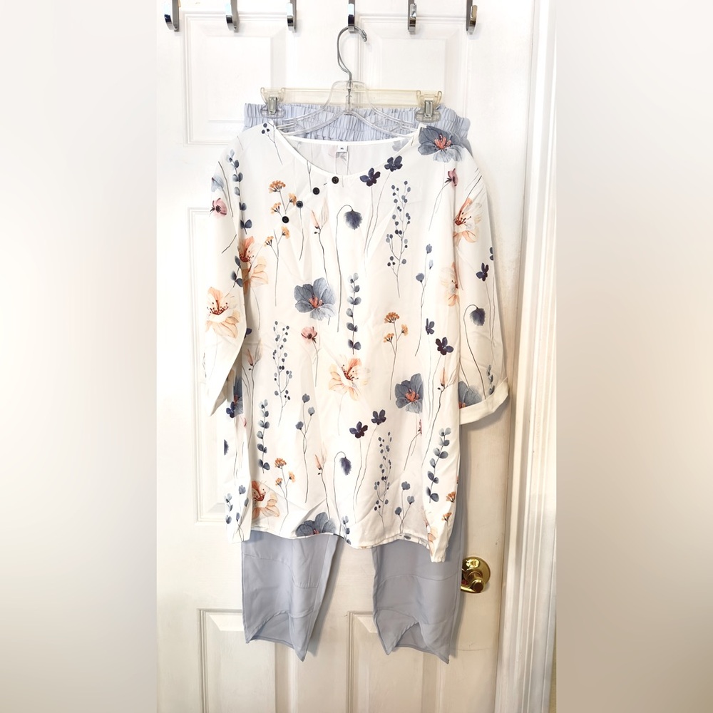 💎NWT Floral Top & Solid Pant Se XL-travel ready!💎